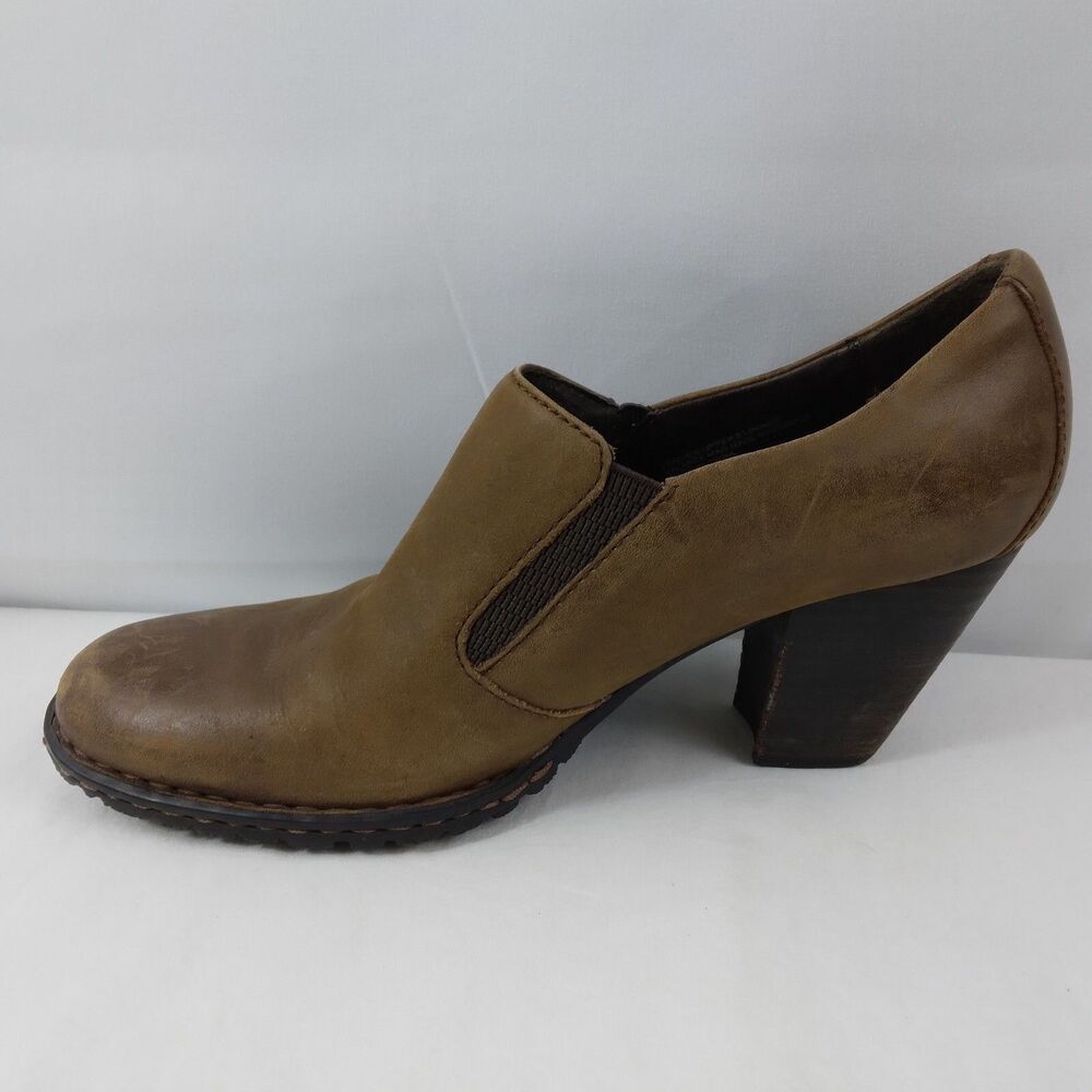 Born W81296 Gertrude Brown Leather Slip-On Bootie Heel Distressed Women's US 7 - Picture 9 of 14